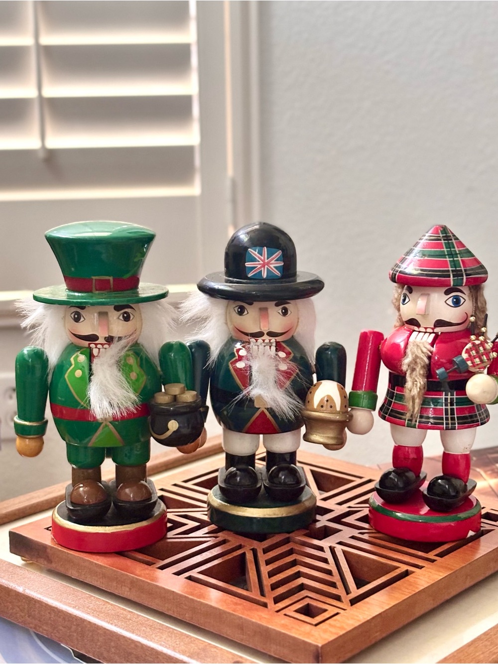 Wooden Cultural Nutcracker Set of 3 - Irish Leprechaun, British Guard & Scottish